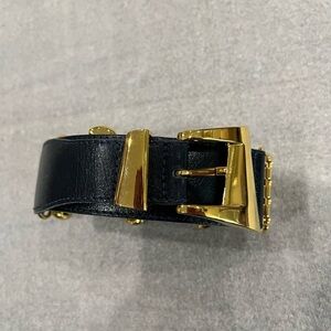 [M/Max34”/W1”]Vintage Women Belt with Gold Tone Hardware